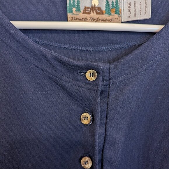 EMS Pinnacle Performance Long Sleeve Quarter Button Down Navy Blue Shirt-XL - Picture 2 of 3